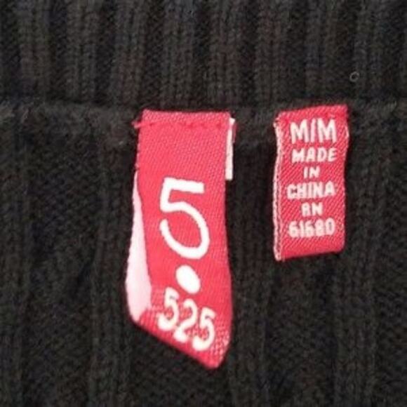 525 Black Cable Knit 3/4 Sleeve Pullover V-Neck Sweater Women's Size Medium - Picture 4 of 5